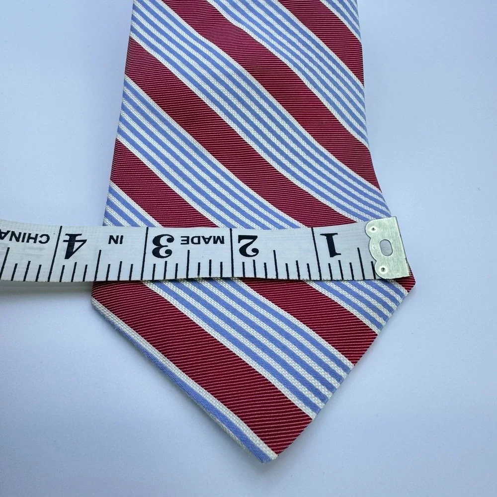 Daniel Cremieux Silk Tie 3.5″ ×‎ 60 3/4″ Vintage Red Blue White Stripe Made USA
